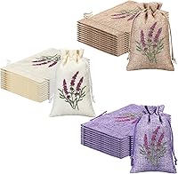 Sunnymove 30 Pack Embroidered Lavender Sachet Bags - 5.7x4.1in Linen Drawstring Pouches for Jewelry, Spices, Wedding Favors, Car Decor