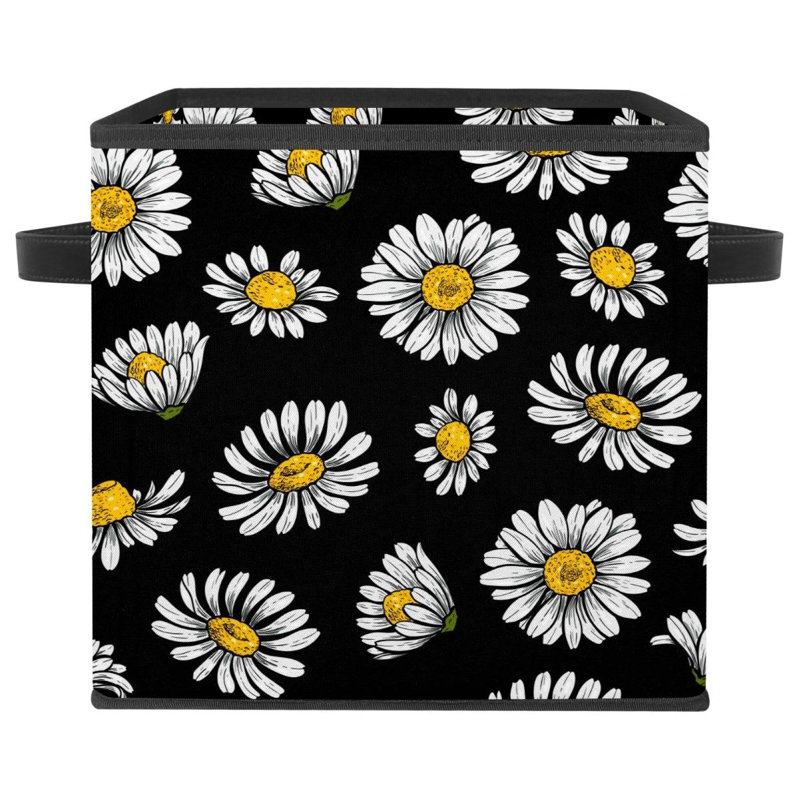 Boîte de rangement pliable en tissu camomille pour placard et chambre