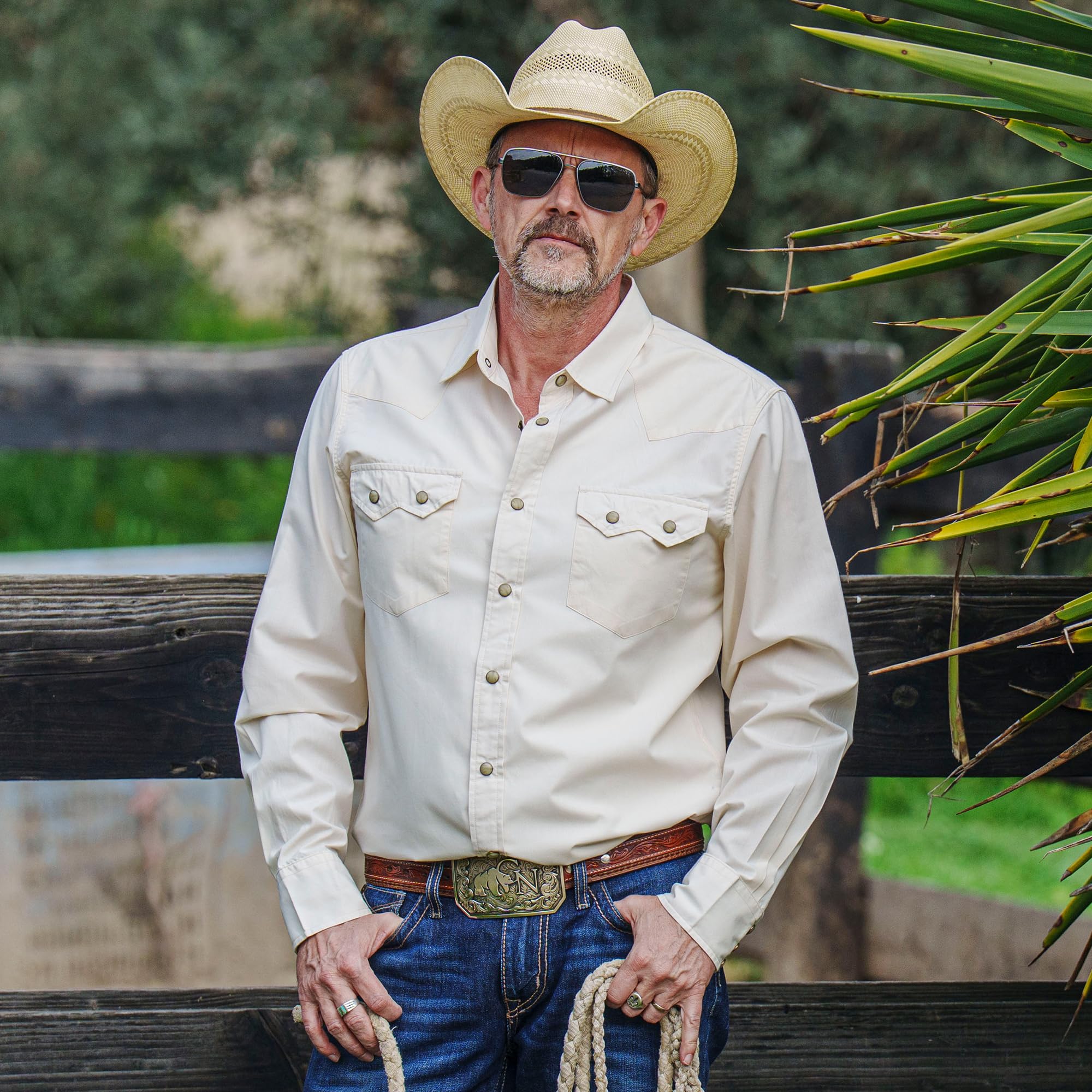 Dubinik® Freizeithemden Für Herren Westernhemd Druckknöpfen Cowboy Kariertes Baumwolle Comfort Fit Langarm Arbeitshemd