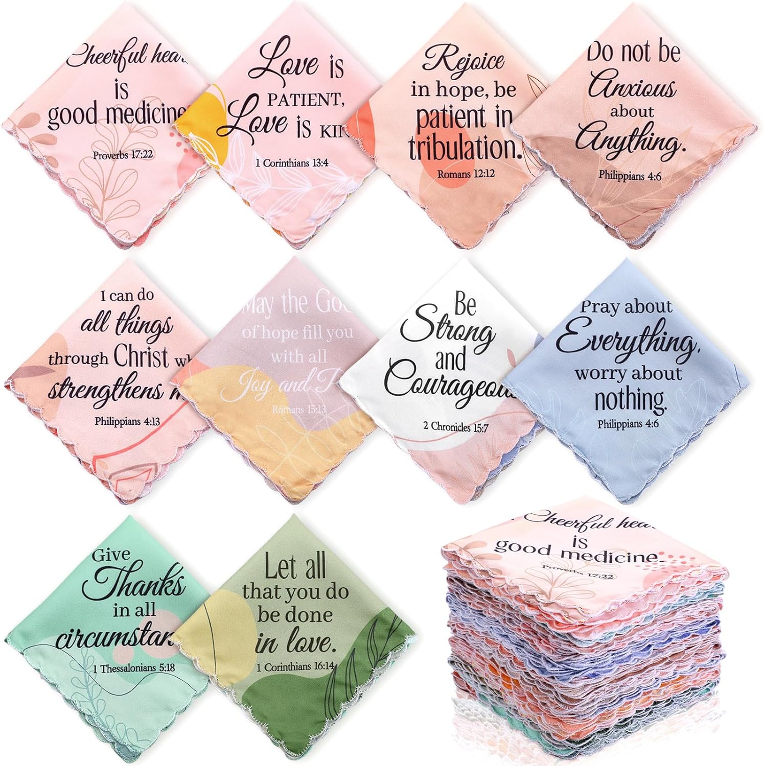 Hahafelt Handkerchiefs for Mother Day Bible Verse Christian Ladies Hankies Inspirational Religious Church Mother Gift Bulk