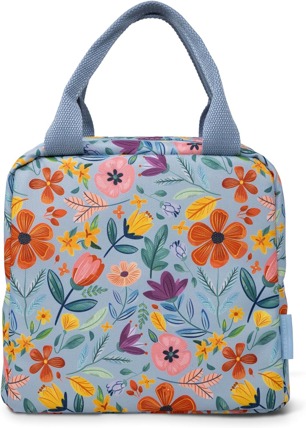 Steel Mill & Co Insulated Lunch Tote Bag for Women, Large Capacity Cooler Lunch Box, Cute Lunch Bag for Adults, Mini Cooler with Zipper Closure, Pockets, and Sturdy Handles (Folk Floral Multi)