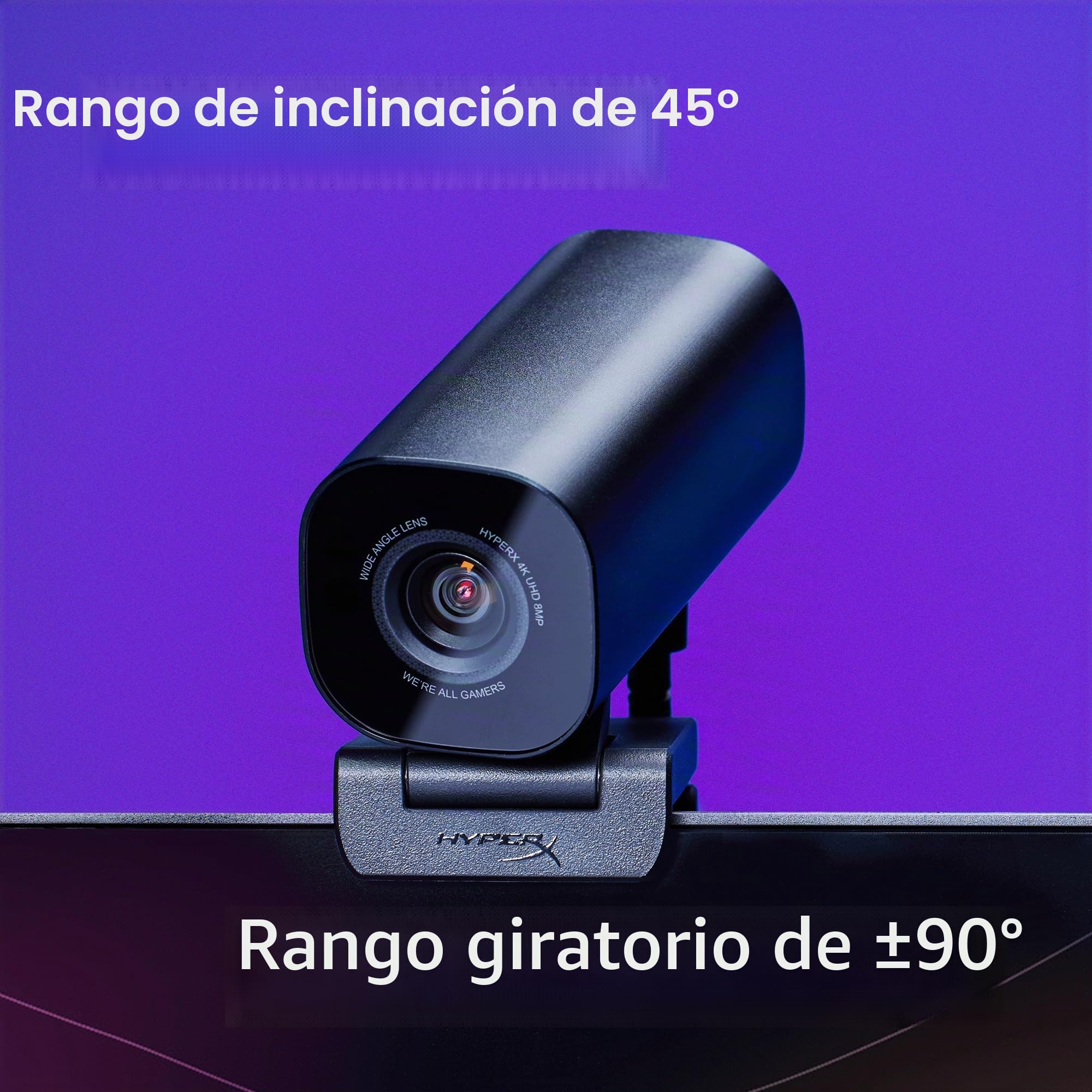 HyperX Vision S - Webcam para Streaming y creacion de Contenido, 4K a 30fps, FHD 1080p a 60fps, Youtube, Gaming Twitch, PC/Mac, Negro