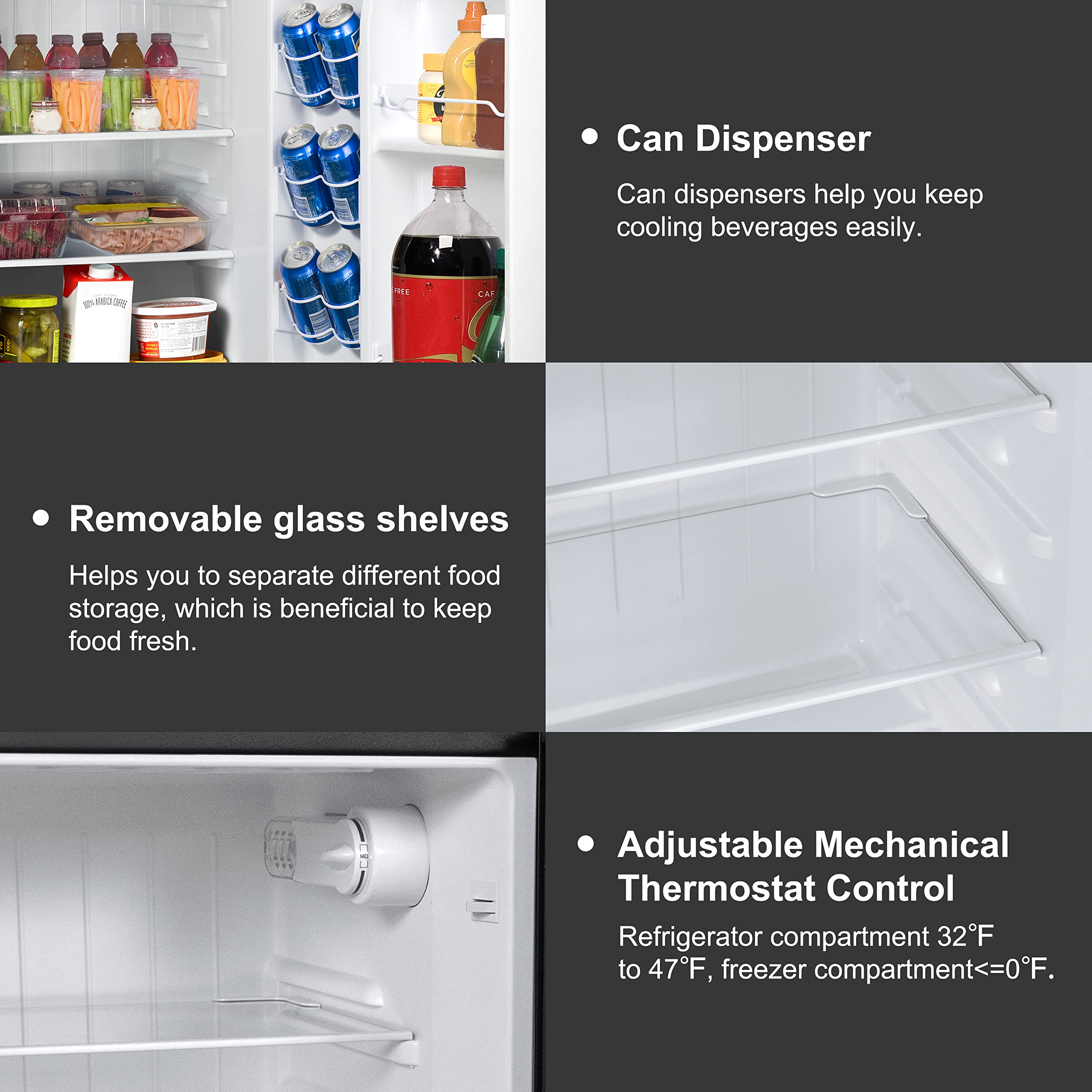 4.6. Cu ft Two Door Mini Fridge with Freezer, Stainless Steel Look Buy