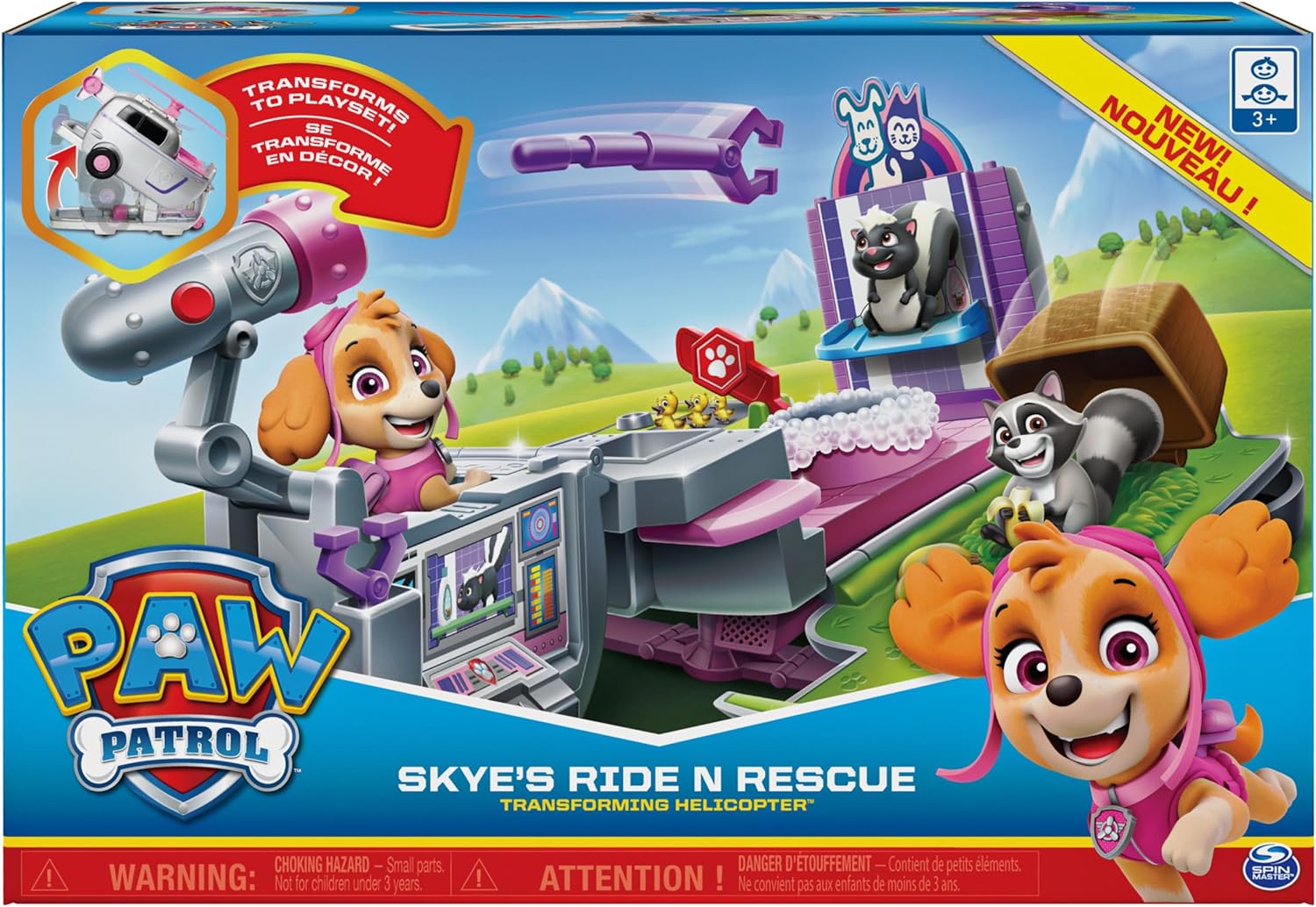 Paw Patrol, Skye’s Ride N Rescue, 2-in-1 Transforming Playset and Helicopter, for Kids Aged 3 and Up