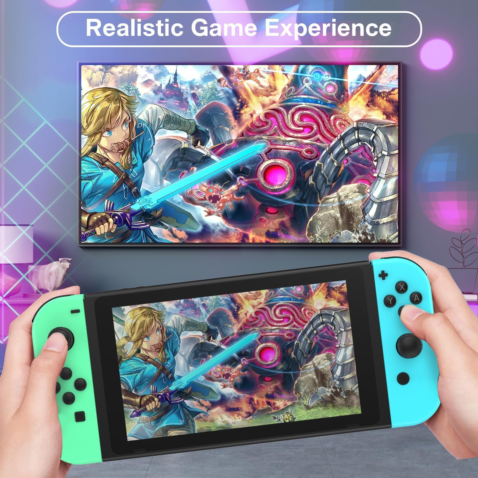 XAVOMEDINAL Switch Controller for Nintendo Switch Controller, Switch Controller Replacement Accessories with Double Vibration/Wake-Up/Motion Control/Screenshot — view 6