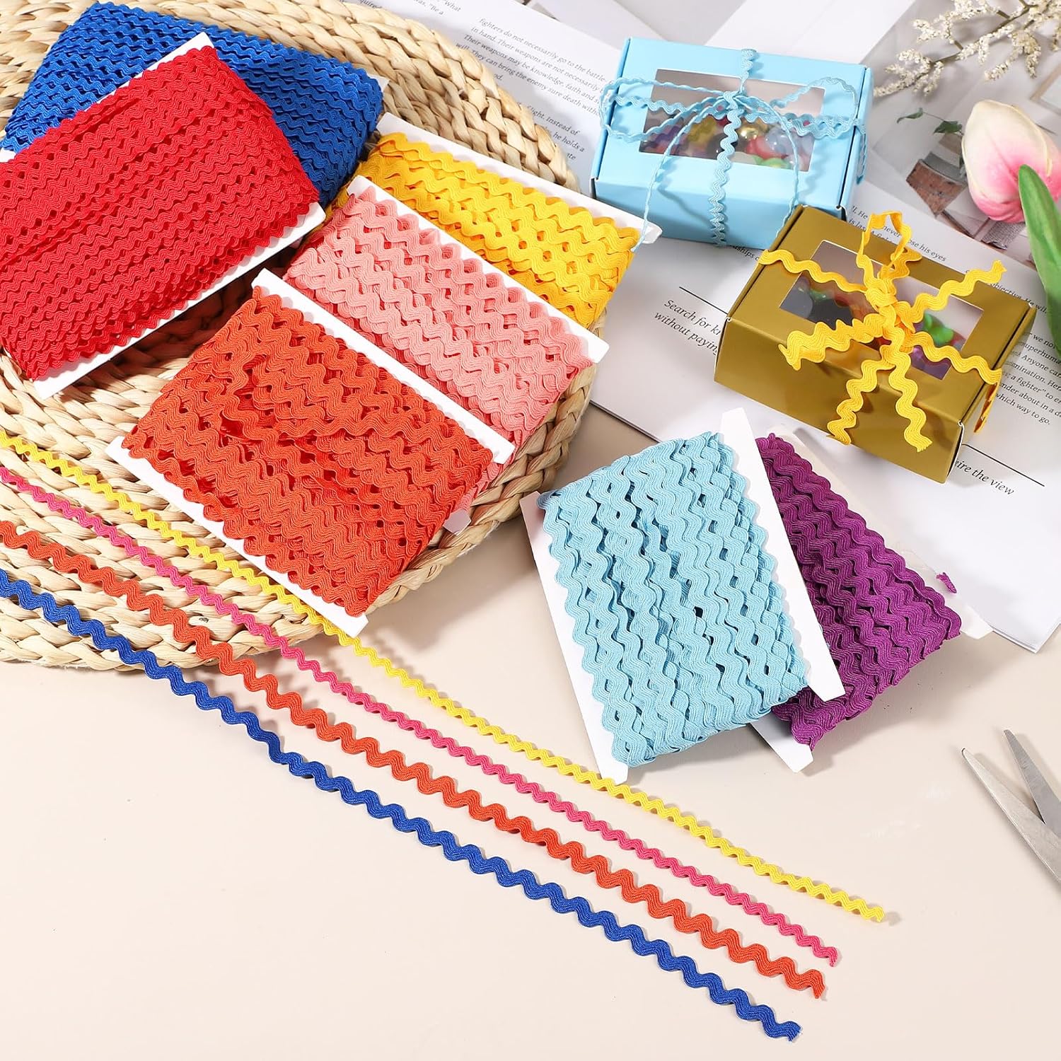 uxcell 44ヤード リック ラック トリム リボン 3mm ウェーブ ソーイング ベンディング フリンジ トリム ウェーブ リ