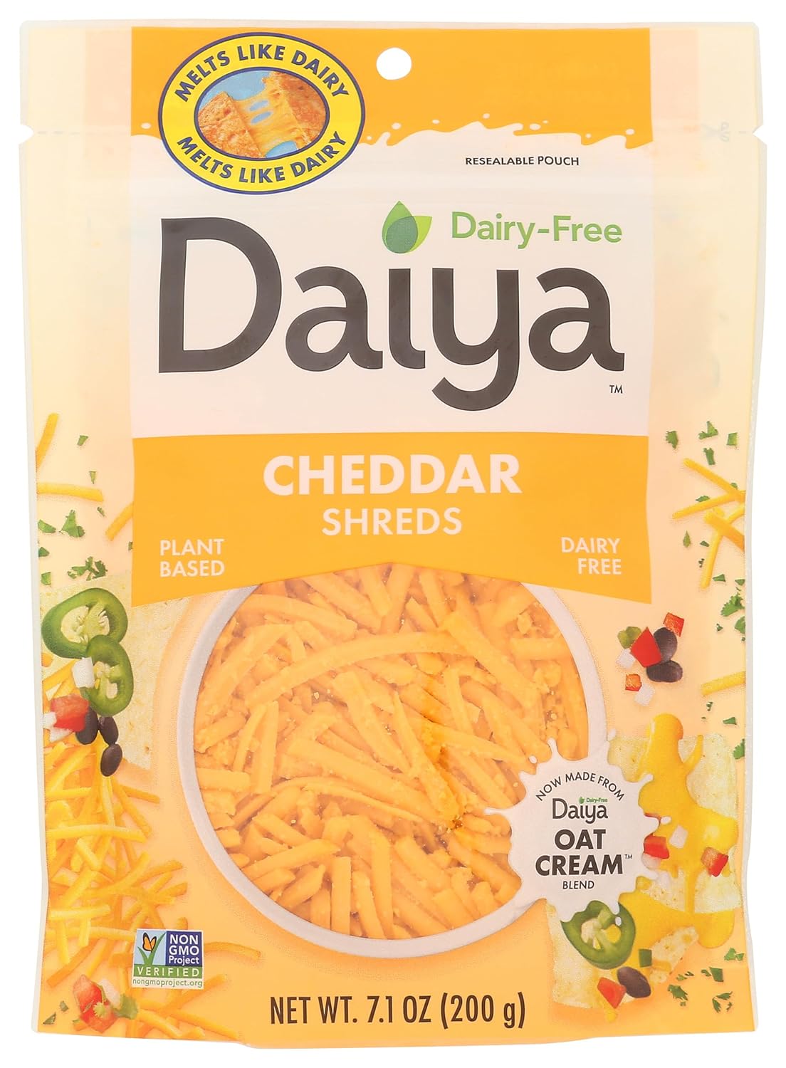 Daiya Dairy-Free Cheddar Cheese Shreds, 7.1 oz - Vegan, Gluten-Free, Melts & Stretches Like Real Cheese