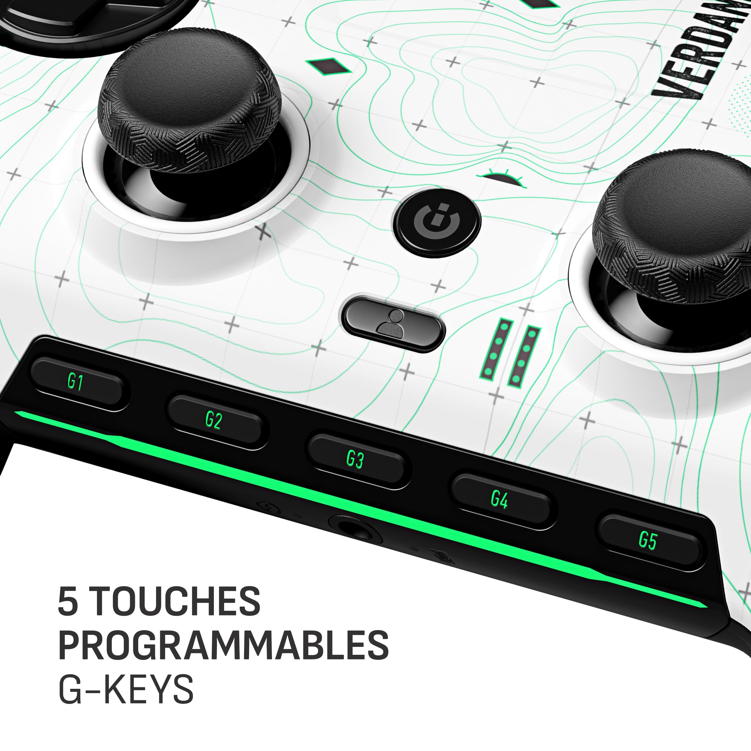SCUF ENVISION Pro V1 (2023) COD Warzone Lumière Manette de Jeu PC Sans Fil - Cinq Touches G-Keys Amovibles - Pagaies Arrière Amovibles - Compatible iCUE - Blanc