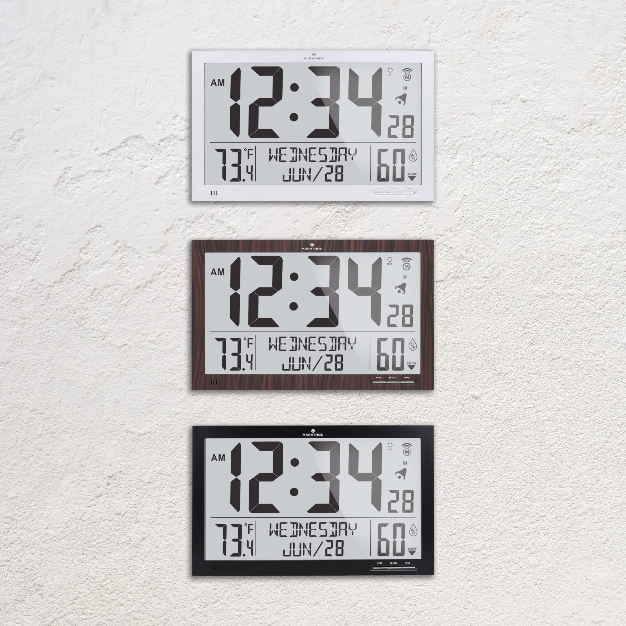 Buy Marathon Slim Jumbo Atomic Wall Clock, Graphite Gray Large 15