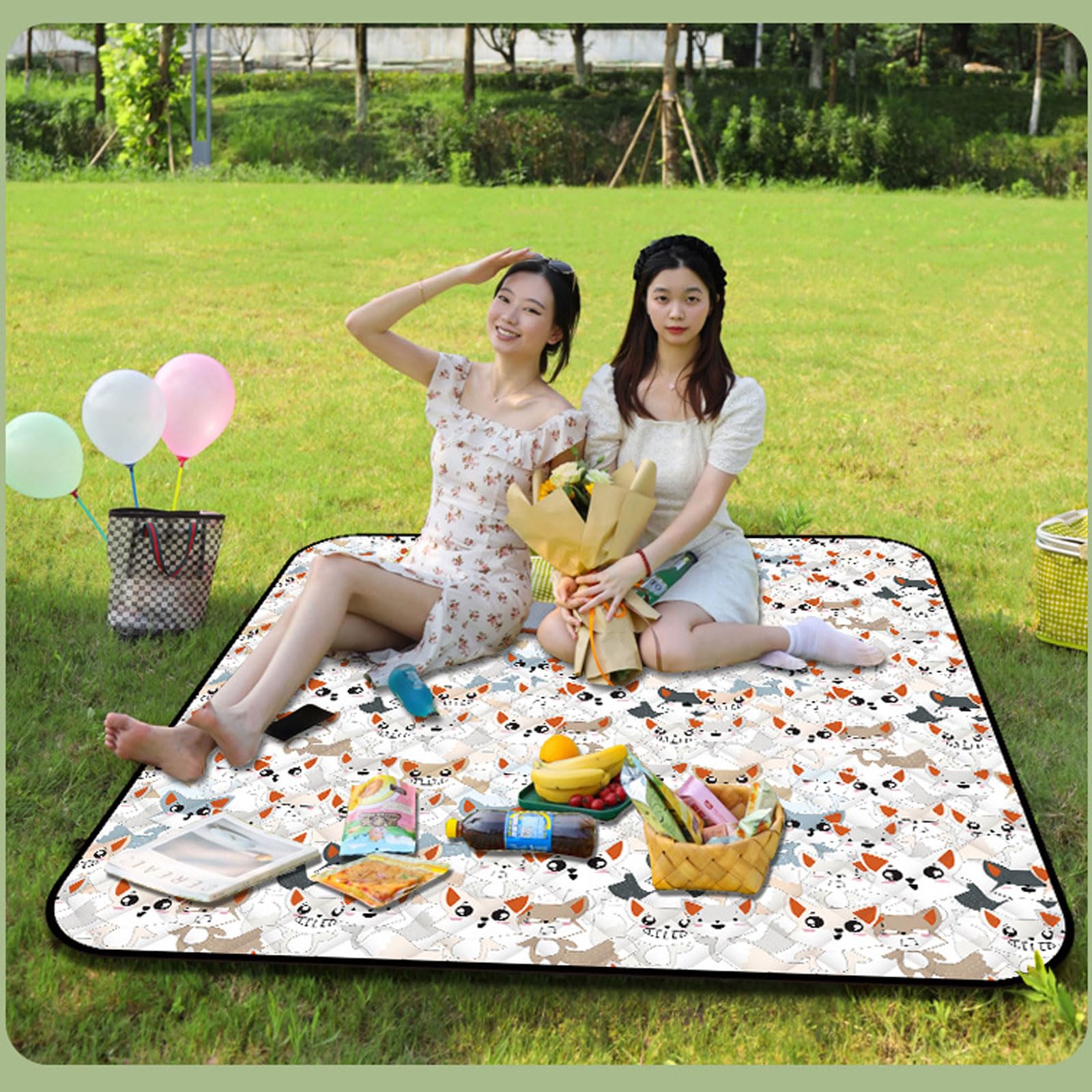 Coperte Picnic Impermeabili Pieghevoli Esterni 5 Strati Spesse Anti Sabbia Leggere Con Cinturino Lavabili Ilavatrice-Beige