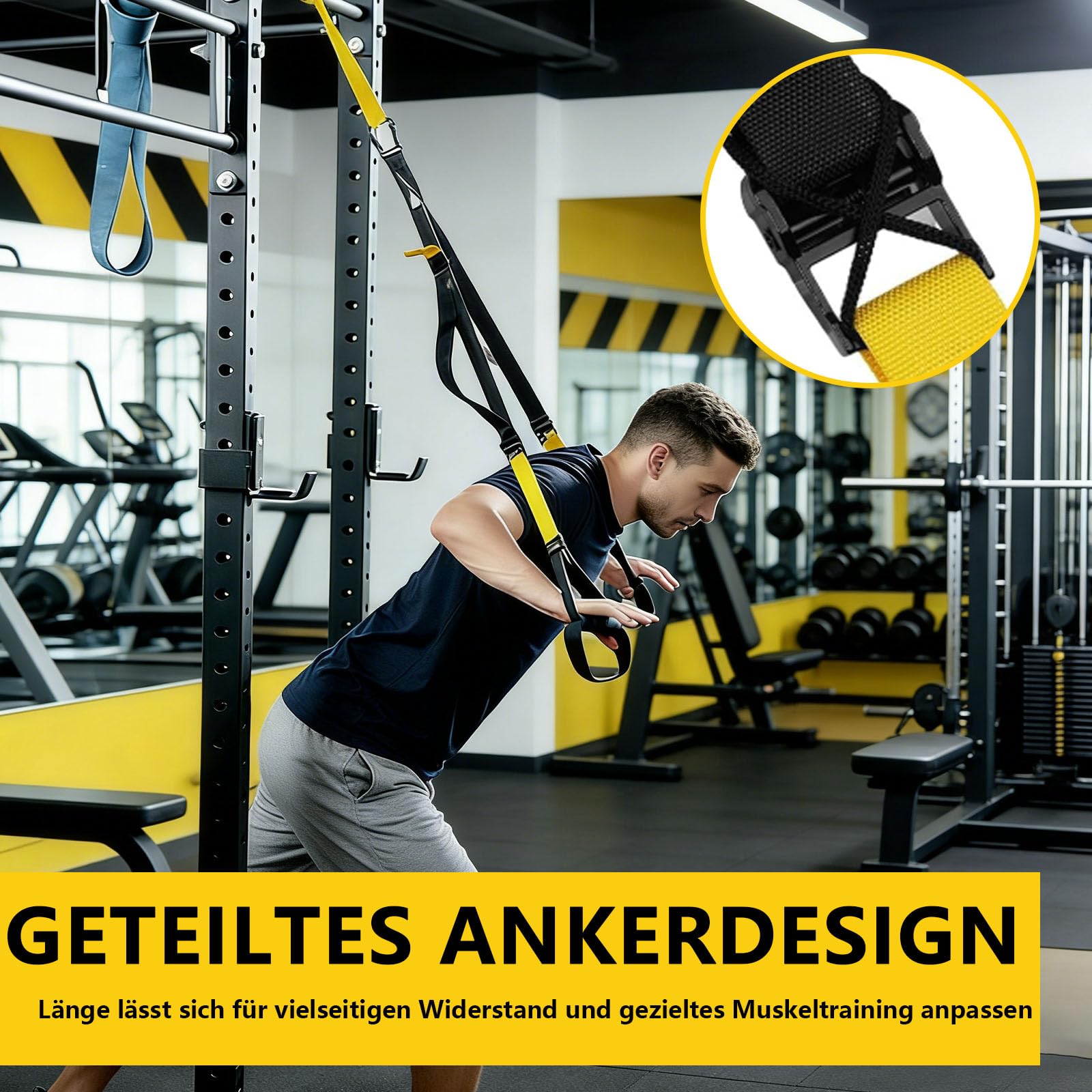Entraîneur en boucle avec ancrage de porte et sangle de fixation, ceinture d'entraînement en suspension équipée d'un Dai allongé, sac de rangement pour la maison, l'extérieur et les voyages