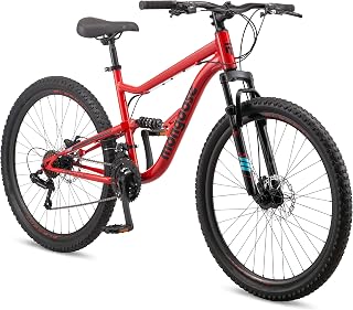 Mongoose Status 27.5" Dual Suspension Mountain Bike for Men & Women, 21-Speed, Aluminum Frame, Disc Brakes - All-Terrain Trail Rider