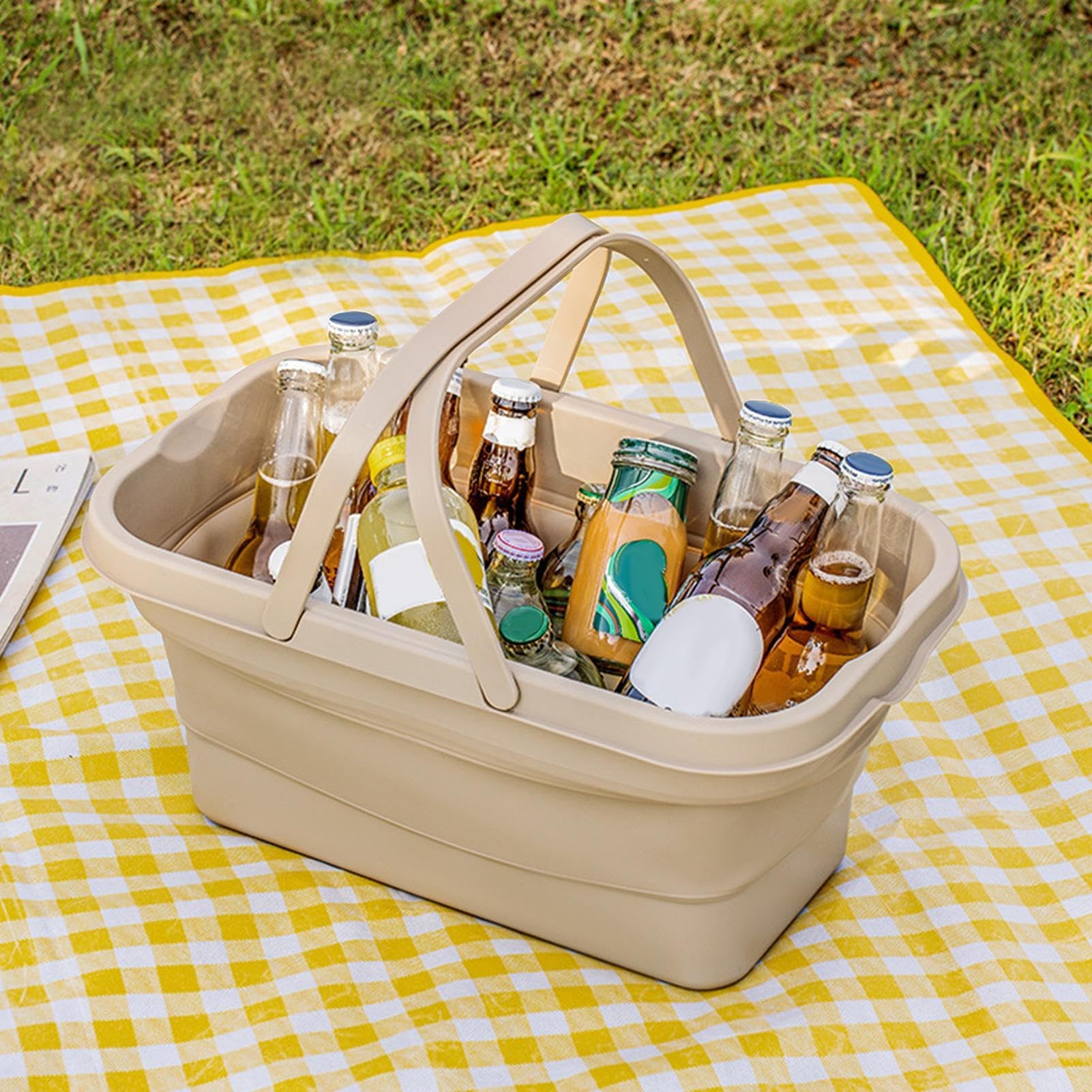 Tragbarer Picknickkorb mit Tisch – isolierte Kühltasche | wasserdichtes Outdoor-Esszimmer-Set leichte Campingausrüstung für Park, Heckklappe und Reisen