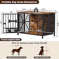 Vista 6 de EasyCom Muebles de Jaula Plegable Grande para Perros, 41.3" Jaulas Sin Montaje para Perros Grandes, Perrera de Madera para Interiores con Etiqueta