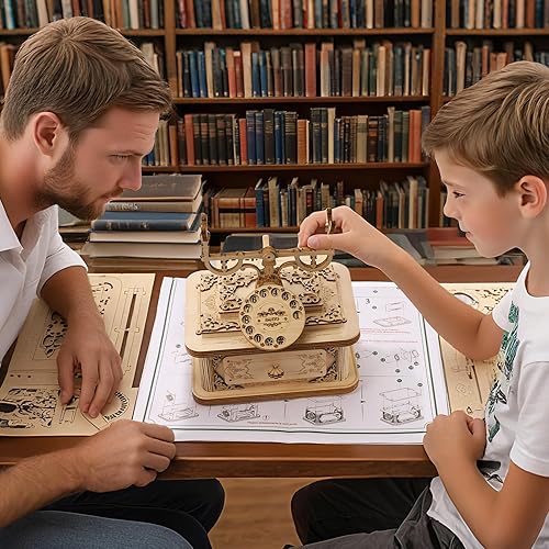 Miniatura 7 de 3D Wooden Puzzle for Adults - Retro Telephone Model Kit, 135 Piece Steampunk DIY Craft Decor, Unique Desktop Decor & Ideal Christmas Birthday Gift