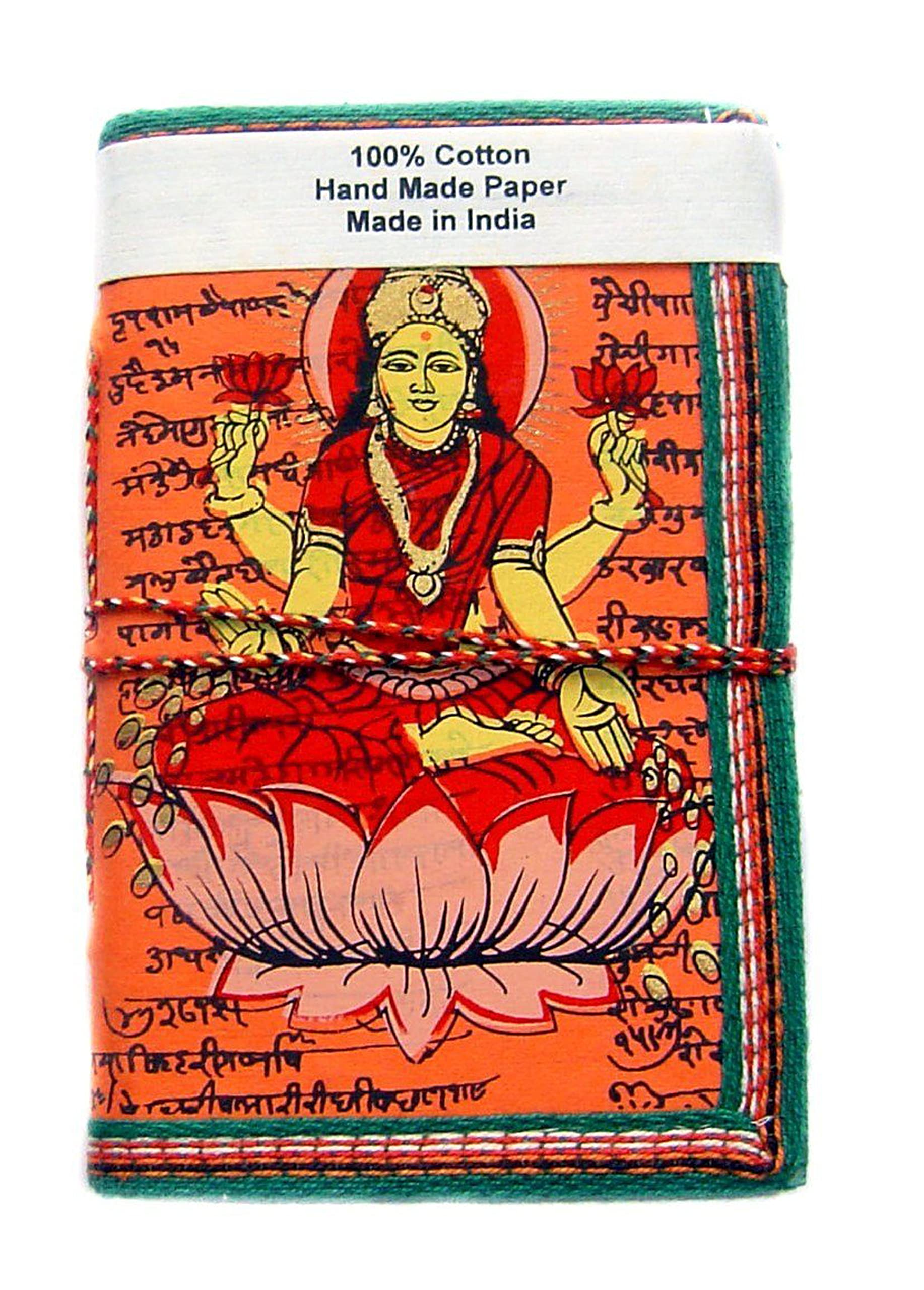 Rastogi Handicrafts Handmade Paper Diary Note Book Planner Journal Orange Laxmi Godess Of Money Size - 6x4 Inch