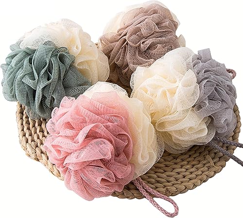 TCOTBE Paquete de 4 esponjas de malla de encaje de esponja de baño, esponjas de esponja, surtido de esponjas de baño multicolor para piel sedosa,