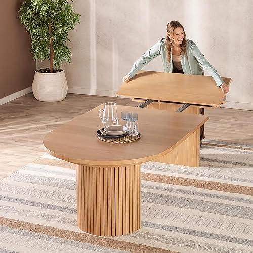 Transformer Table - Mesa de comedor redonda extensible de madera maciza, mesa de comedor redonda extensible, muebles modernos que ahorran espacio,