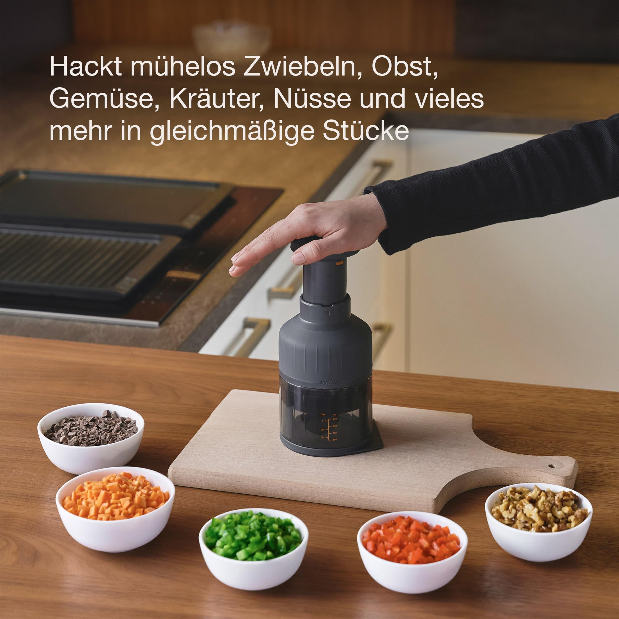 Zyliss Zick Zick 3, Zwiebelhacker Manuell für Zwiebel, Obst, Gemüse & Mehr