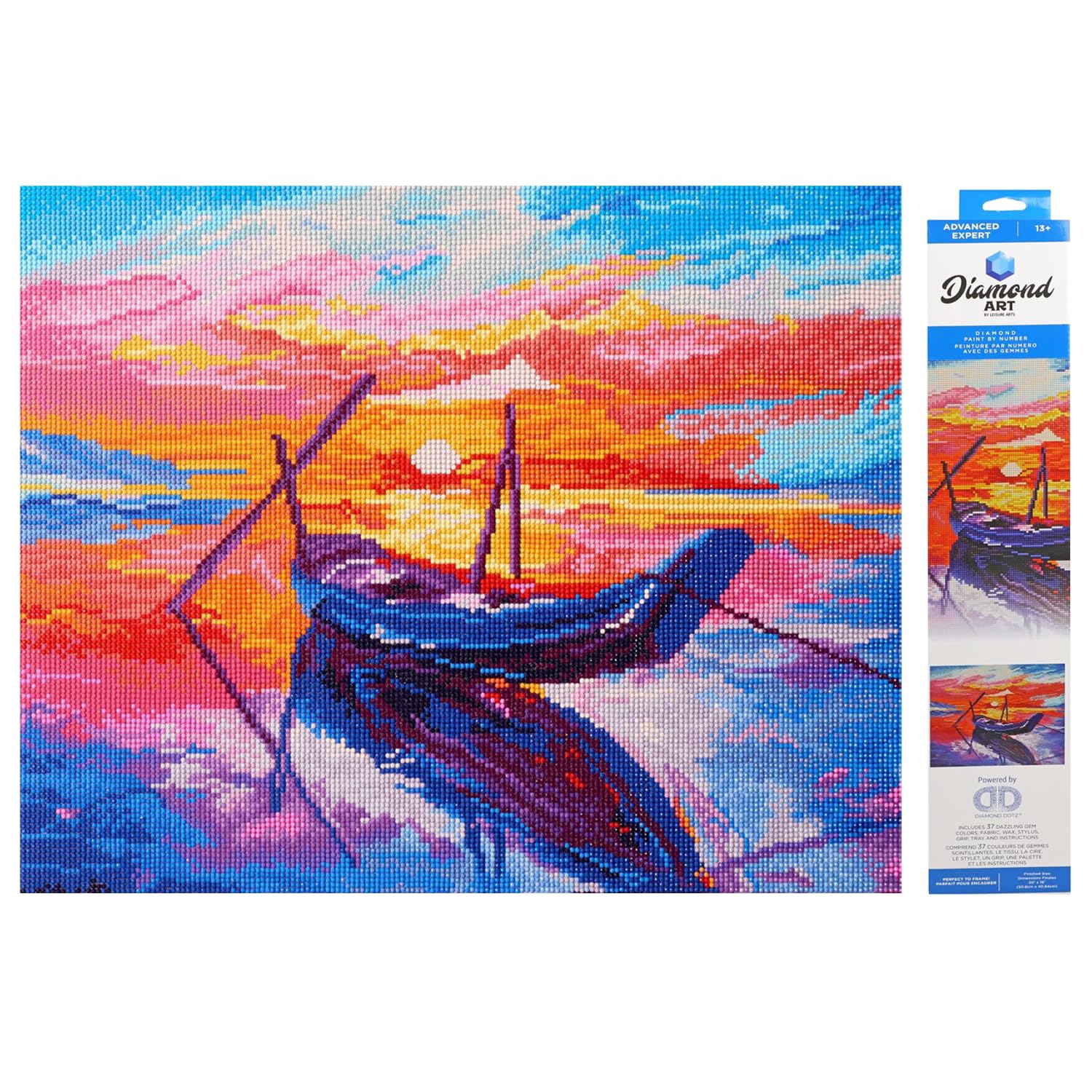 Amazon.com: Diamond Art Kit Advanced 20 inch x 16 inch Sunset Boat