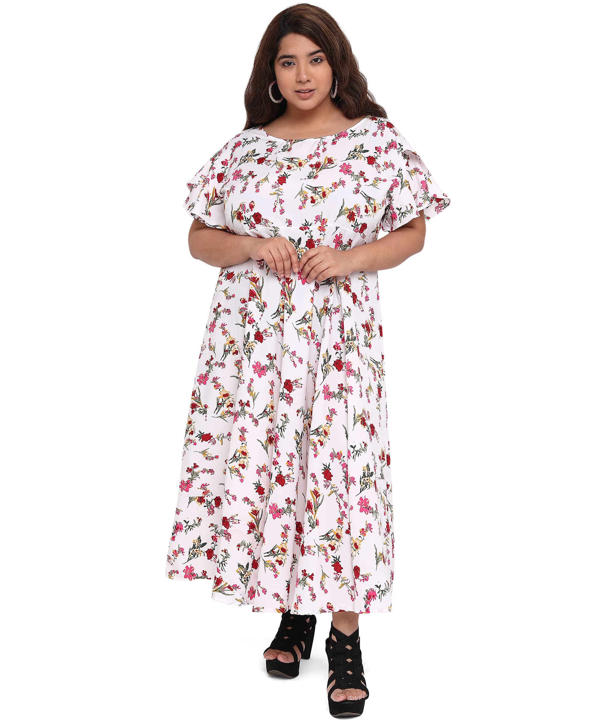 OOMPH!Women's Crepe A-Line Maxi Plus Size Dress - plusd50