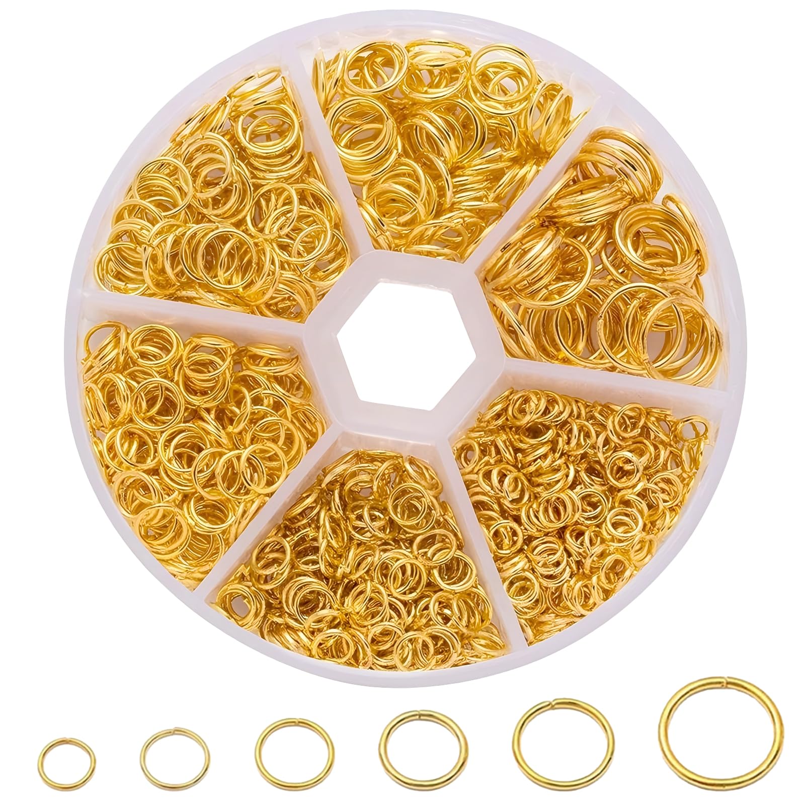 970Pcs Jump Rings Kit Gold and Sliver Stainless Steel Split Rings 6 Size Open Jump Rings Jewellery Making Supplies Connector for Bracelet Earring Charms Repair（4mm 5mm 6mm 7mm 8mm 10mm） (Gold)