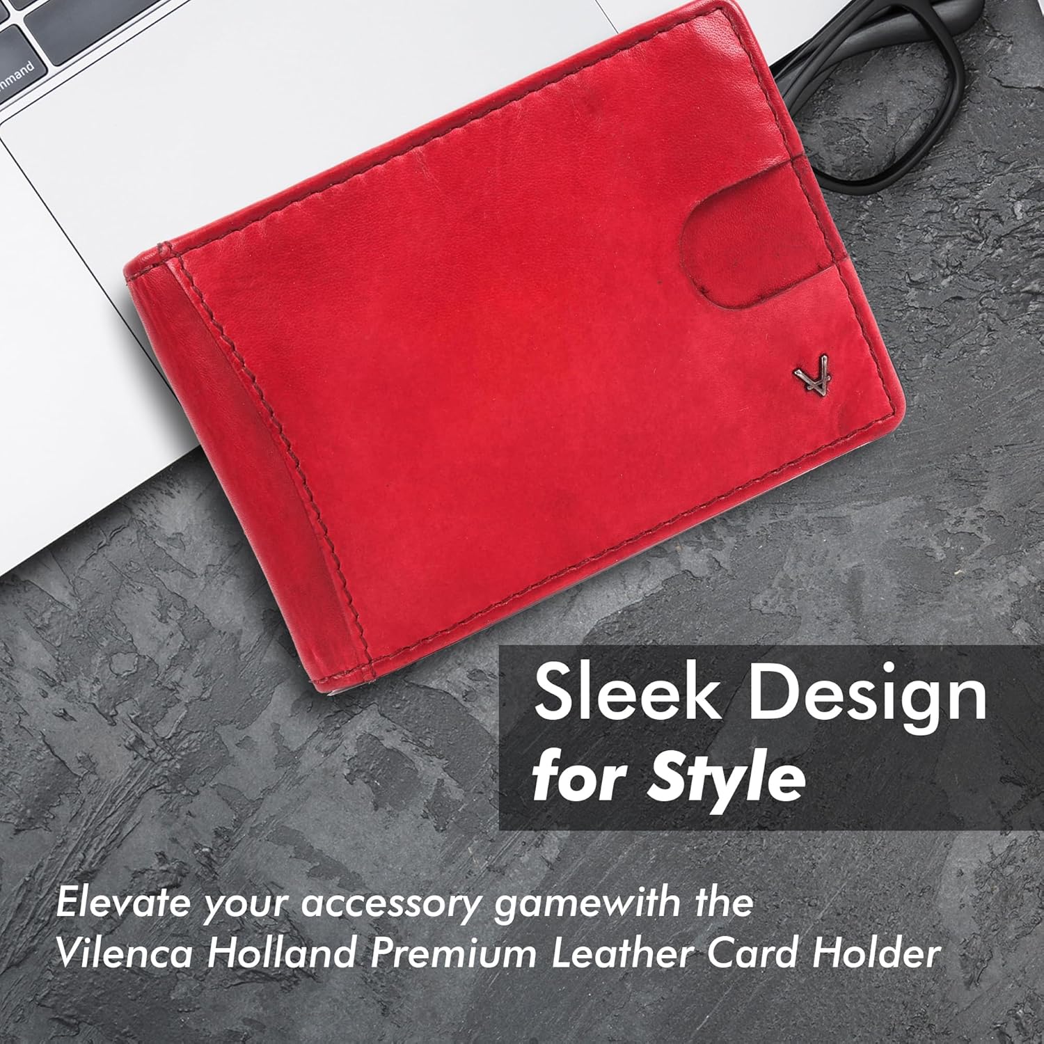 Unisex Genuine Leather RFID-Blocking Wallet Bifold Card Holder: Sleek Design for Style, Functionality & Ultimate Security (Red) - Image 4