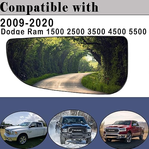 Miniatura 2 de 68067731AA Ram - Cristal inferior del lado del conductor compatible con Dodge Ram 1500 2500 3500 4500 5500 2009-2020 Espejo de remolque Ram Paso