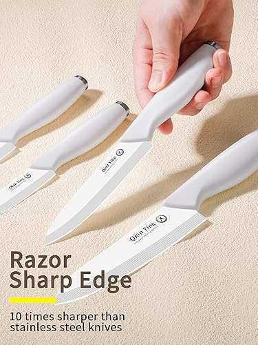 Miniatura 5 de Juego de cuchillos de cerámica de fortalecimiento puro para cocina con funda 9 piezas 100% zirconia cerámica afilada hoja cuchillos de corte de