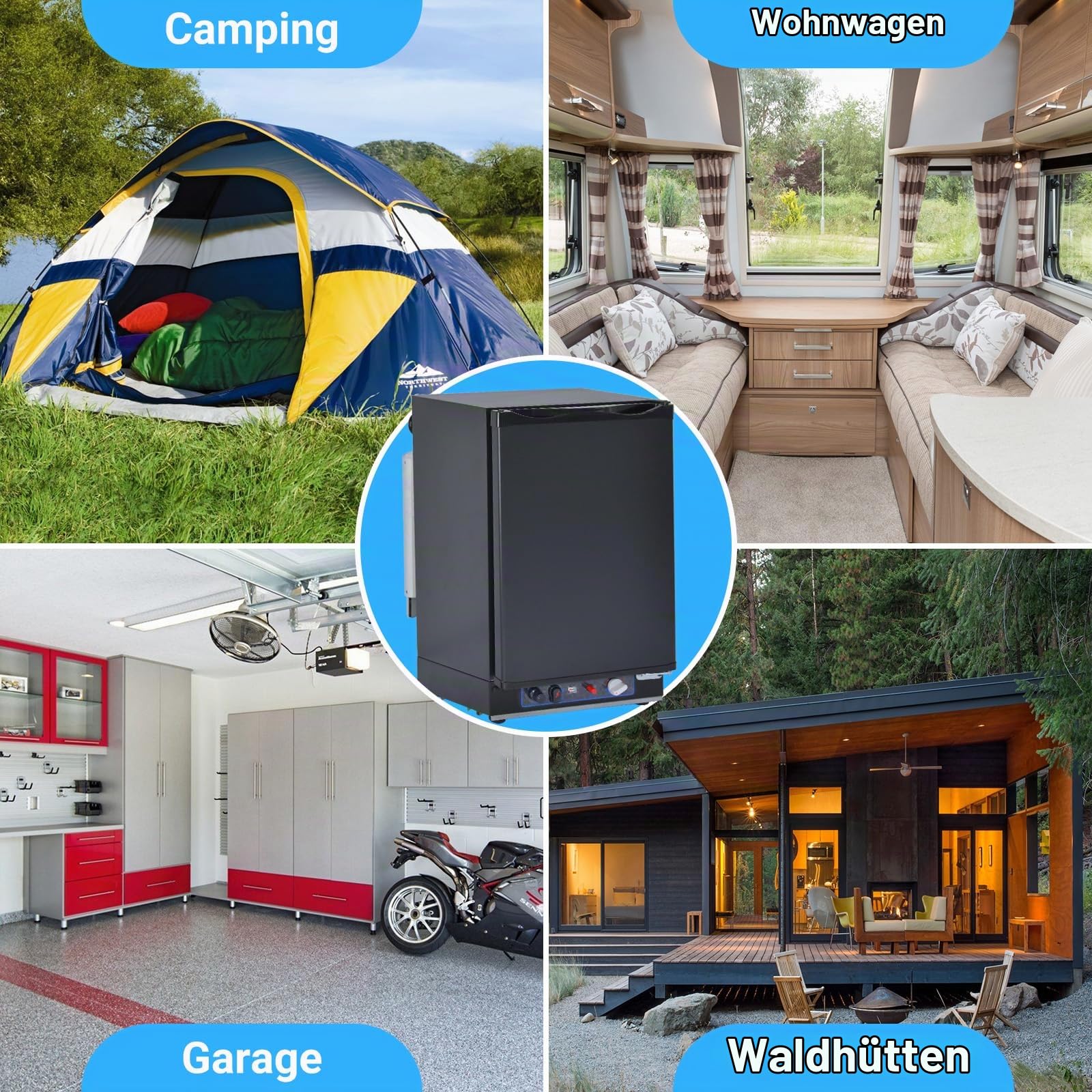 SMETA Gas Kühlschrank,Camping Kühlschrank 12V 230V Gas,Kühlschrank 12v,Wohnwagen Kühlschrank Camping Kühlschrank Gas Kühlschrank Gas 40L Umkehrbare Tür für Wohnmobil Camping Elektro-Großgeräte