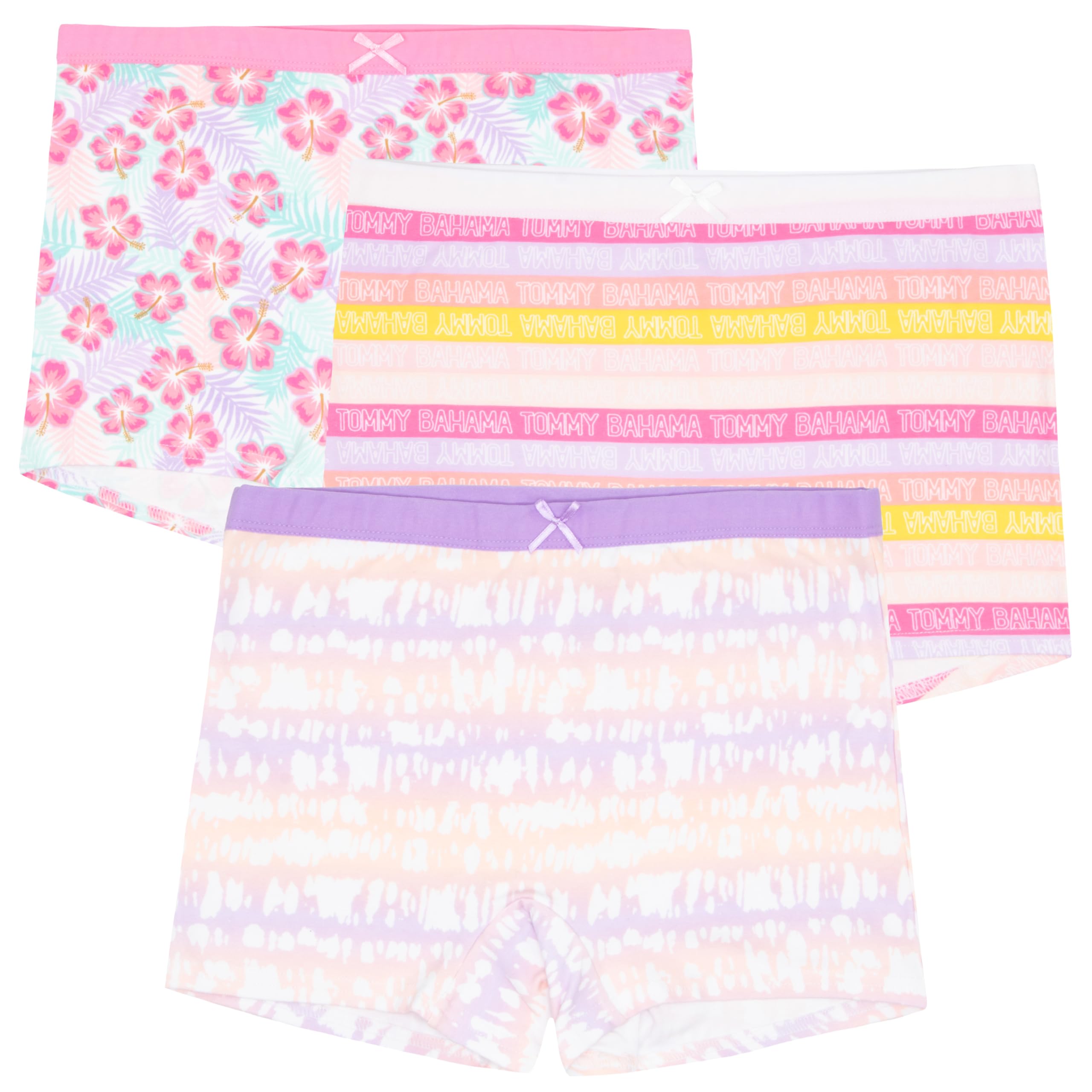 Tommy Bahama Girl's Boy Shorts 3-Pack, Soft, Tagless Panties, Underwear Multipack for Kids and Teens