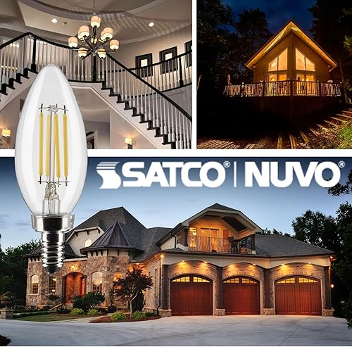 Miniatura 4 de Satco Lámpara LED, S21264 4B11LED927CL120VE12, bombilla B11 de 4 W, transparente base de candelabro 90 CRI 2700 K 120 voltios para candelabros,