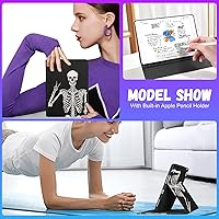 Vista 6 de Funda para iPad de 9ª/8ª/7ª generación de 10.2 pulgadas, funda inteligente con soporte para lápices, diseño de calavera de esqueleto, divertida