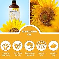 Vista 3 de Sunflower Carrier Oil Cold Pressed Seed Oils Unrefined Sun Flower Liquid for Face Hair Skin Sunflowers Essential Oil Carrier for Mixing Pure Massage