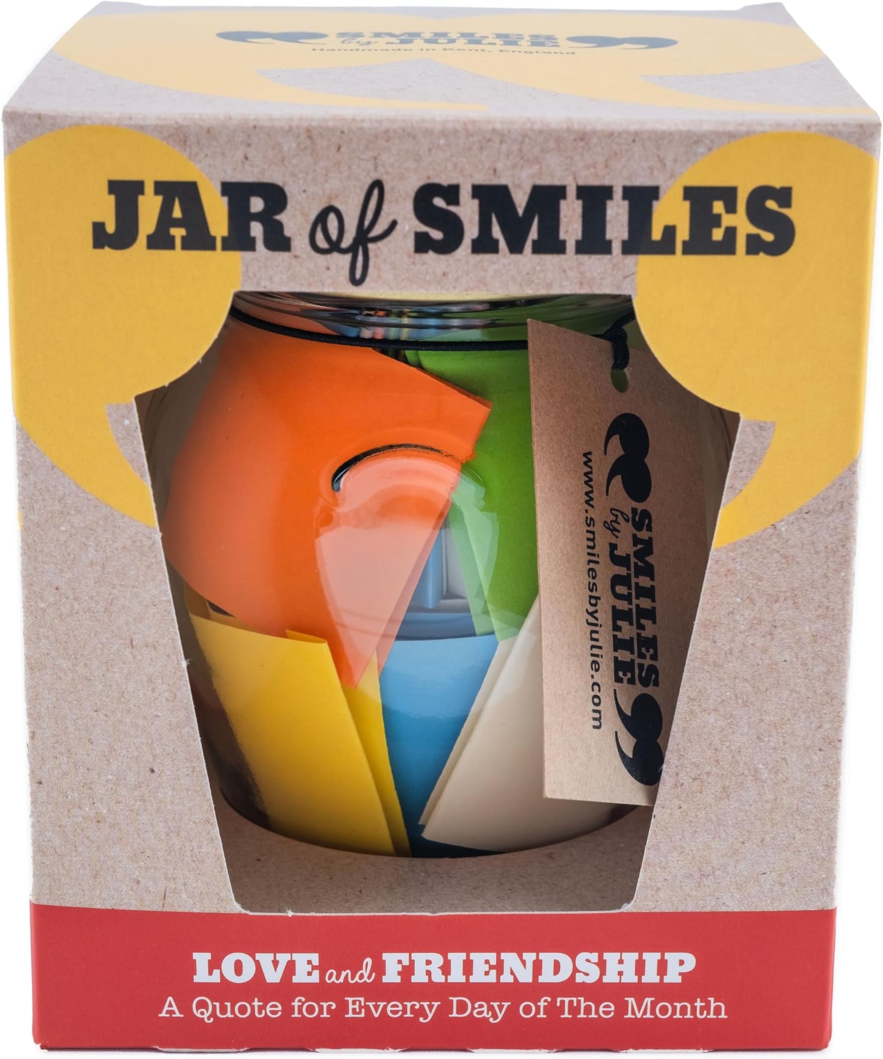 Smiles by Julie Love and Friendship Quotations in a Jar. Thoughtful, Happy and Amusing Quotes for every day of the month. Be The Reason Your Friends Smile Today. Unique Gift Box.