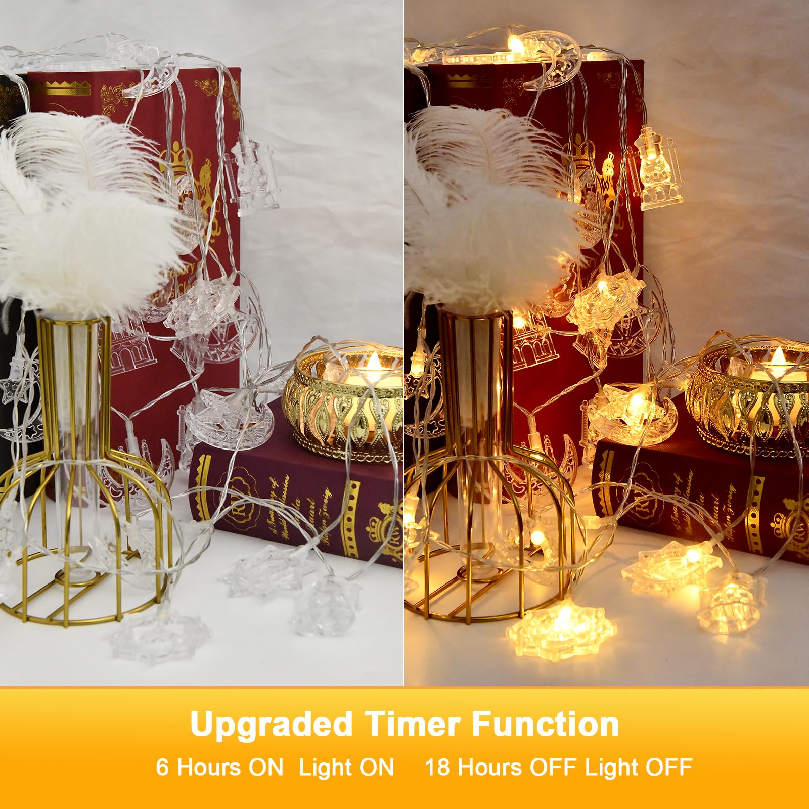 1,5 m 10 luci Ramadan Eid decorazioni Ramadan luci LED a batteria luci