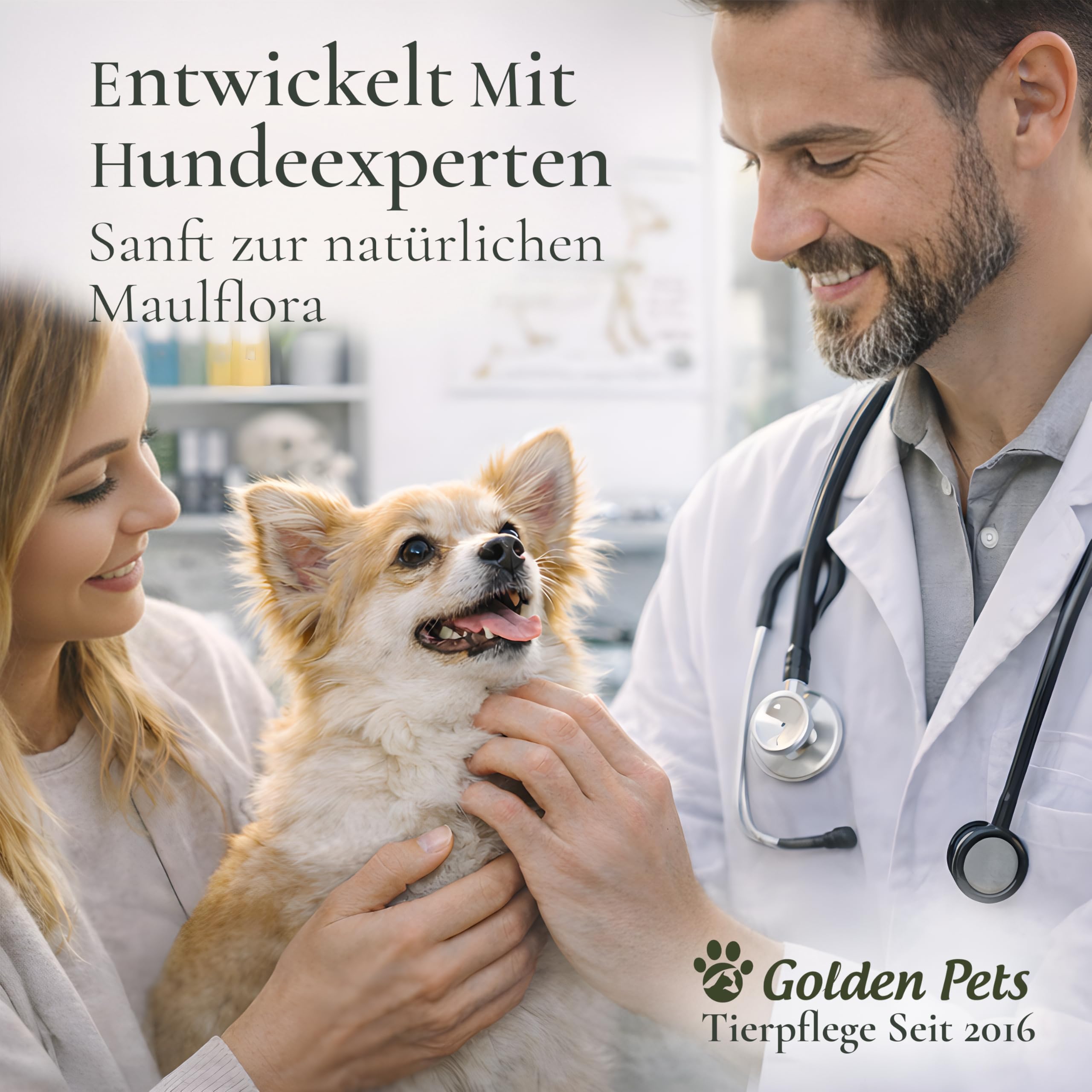 TESTNOTE SEHR GUT Dentalspray für Hunde & Katzen Mit BIO Aloe Vera, natürlichen Kräutern & Minze – Zahnspray Gegen Mundgeruch & Zahnstein Zahnfleischpflege 200 ml Golden Pets