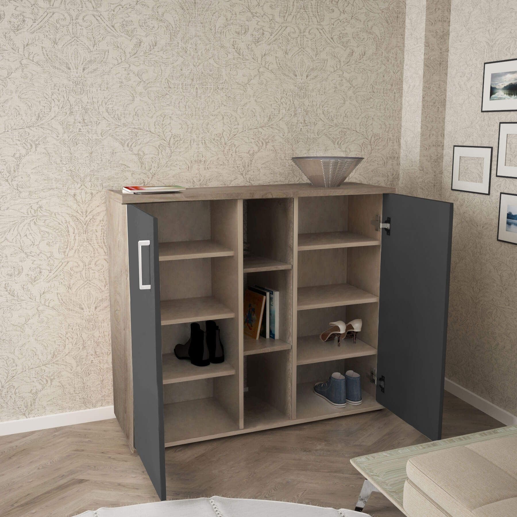milani home Mobile Ingresso di Design Moderno con scarpiera e Porta Borse