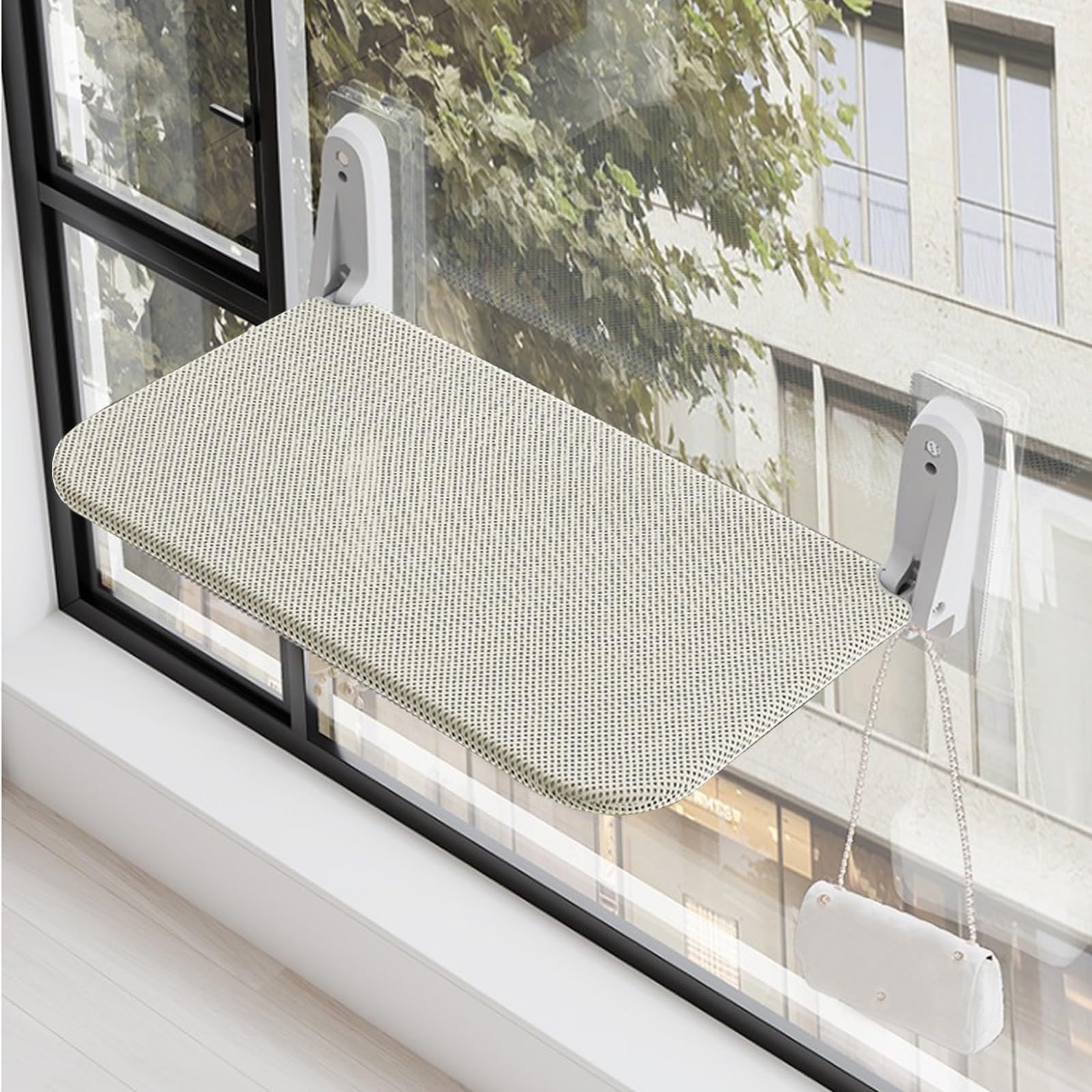 Mensole per Gatti, Albero Tiragraffi per Gatti con Struttura in Metallo Pieghevole con Morbida Copertura Rimovibile per Finestra per Arrampicarsi, Dormire, Rilassarsi(Yellow,52*30cm/20*12in)