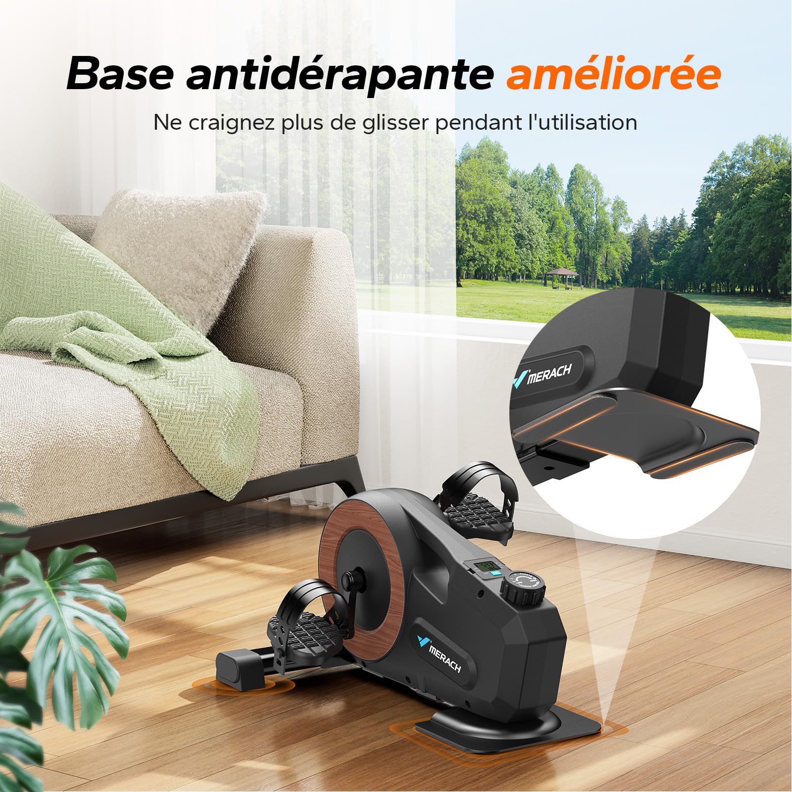 MERACH Pedalier D'Appartement,Mini Vélo D'Appartement,Vélo Bureau Maison Extra Silencieux avec écran LCD et 8 Niveaux de Résistance Magnétique Intelligente pour Bras et Jambes