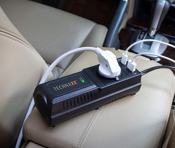 Technaxx Invertitore Di Potenza Auto 200 W, Convertitore Di Tensione 12 V 230 V, 2 x USB, 1 x Schuko, Alta/Bassa Tensione E Protezione Da Sovraccarico – Trasformatore Tensione Presa Accendisigari TE21 - 2