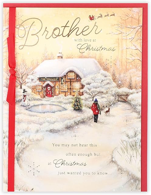 Clintons: Brother Traditional Pub Scene Christmas Card, Multi-Colour, 155 x 201 (1181303)