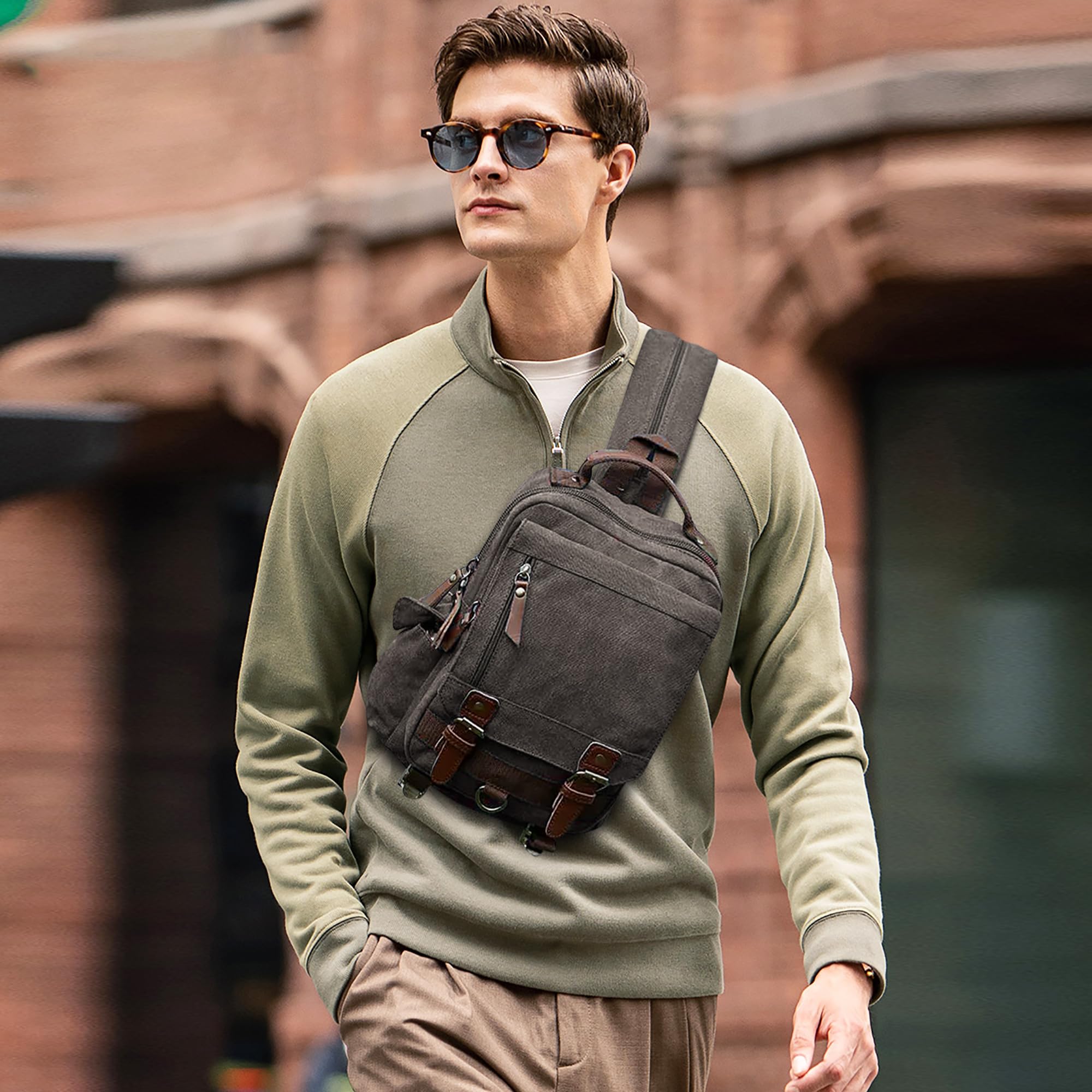 Mochila Hombres Lona Moda Bolsa de Hombro para Viaje Escolares Conmutar Causal Bolsos Mochila Lona Messenger Bag Gris A