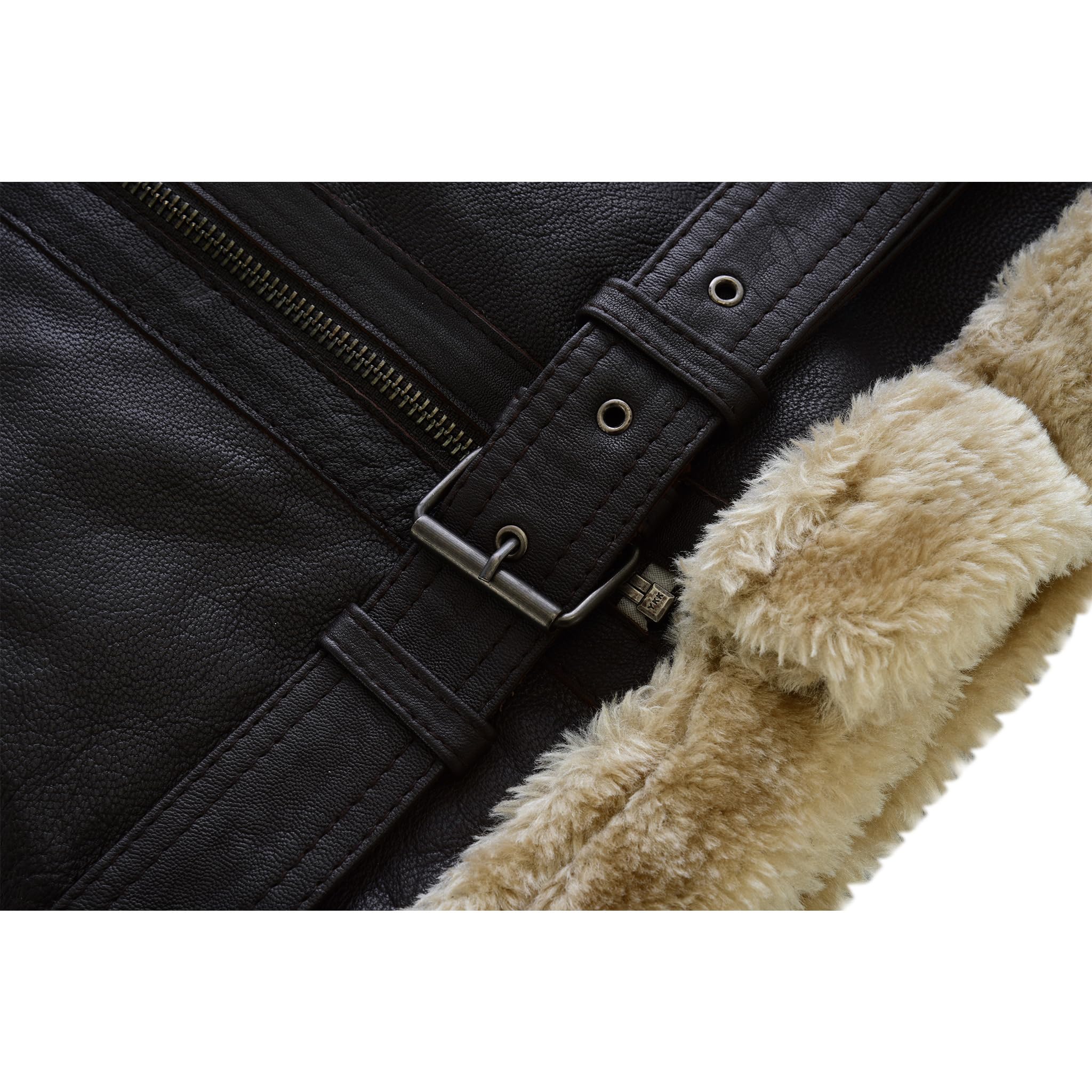 Leatherick Hombre Marrón Aviator estilo chaqueta de piel de cabra Vintage Bombardeo Chaqueta de vuelo