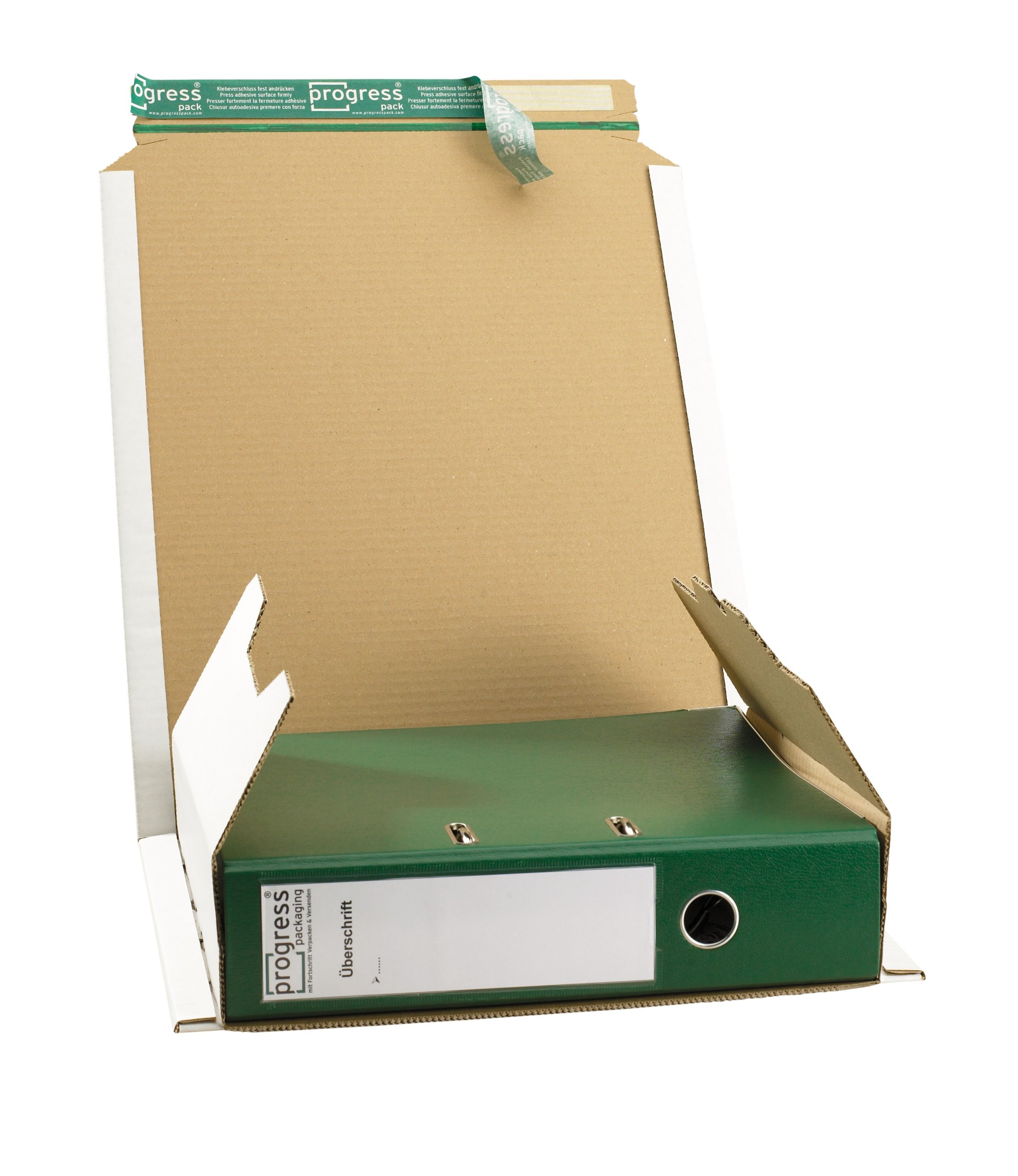 Ordnerversandverpackung Premium PP O06.01 aus Wellpappe, DIN A4, 320 x 290 x bis 80 mm, 20-er Pack, weiß