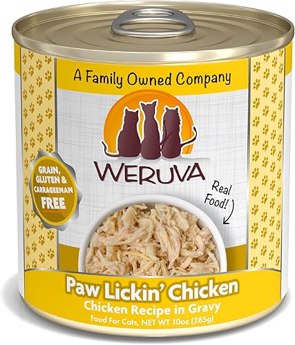 Weruva Comida para gatos clásica, pollo para lamerse las patas con pechuga de pollo en salsa, lata de 10 oz (paquete de 12)