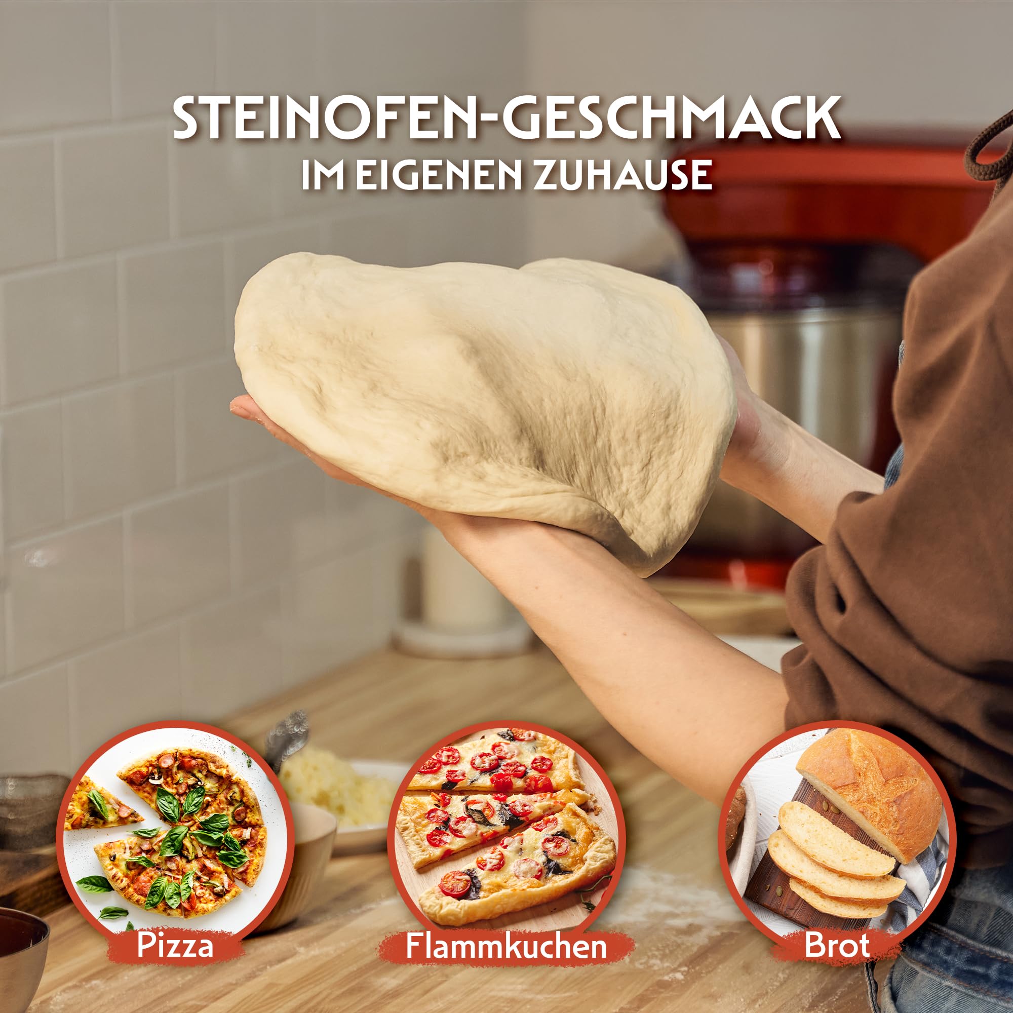 Pizza Lover Juego de piedras para pizza premium para horno y barbacoa, 4 en 1, incluye tijeras para pizza, pala perforada para pizza (anodizado duro), piedra para pizza hasta 800 °C de cordierita +