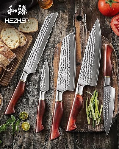 Miniatura 5 de HEZHEN Cuchillo utilitario de cocina, cuchillo de cocina pequeño de Damasco de 5 pulgadas, cuchillo pequeño, cuchillo de pelar, acero en polvo de