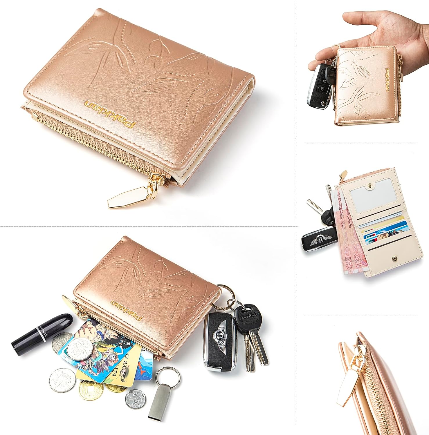 Keychain Bracelet Wristlet with Wallet Card Holder Pocket, Flower Tassel Purse Silicone Key Ring for Women - Image 4