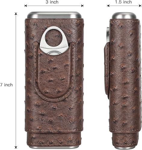 Miniatura 6 de COOL KNIGHT - Estuche de cuero para puros con forro de madera de cedro, humidor portátil para viajes, accesorios para puros que incluyen cortador de